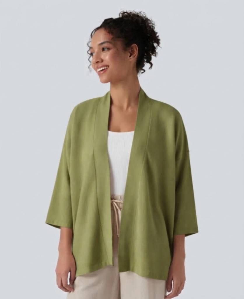 Öppen front 3/4 ärm vardaglig cardigan