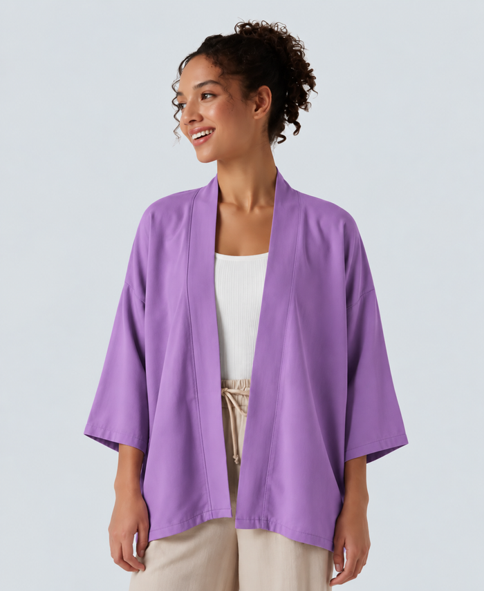 Öppen front 3/4 ärm vardaglig cardigan