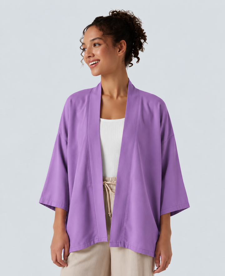 Öppen front 3/4 ärm vardaglig cardigan