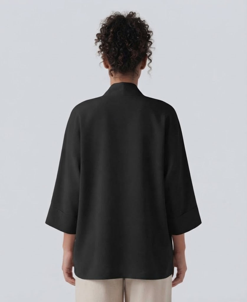 Öppen front 3/4 ärm vardaglig cardigan