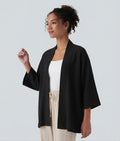 Öppen front 3/4 ärm vardaglig cardigan