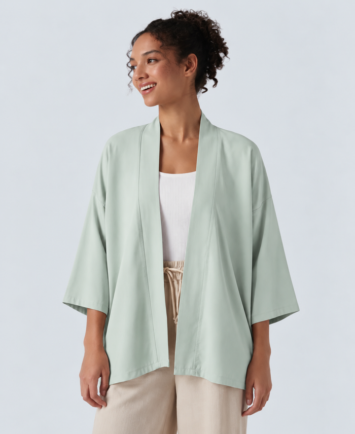 Öppen front 3/4 ärm vardaglig cardigan