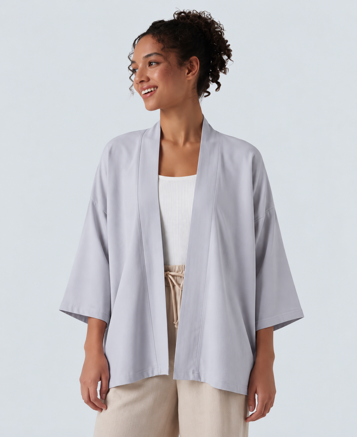 Öppen front 3/4 ärm vardaglig cardigan