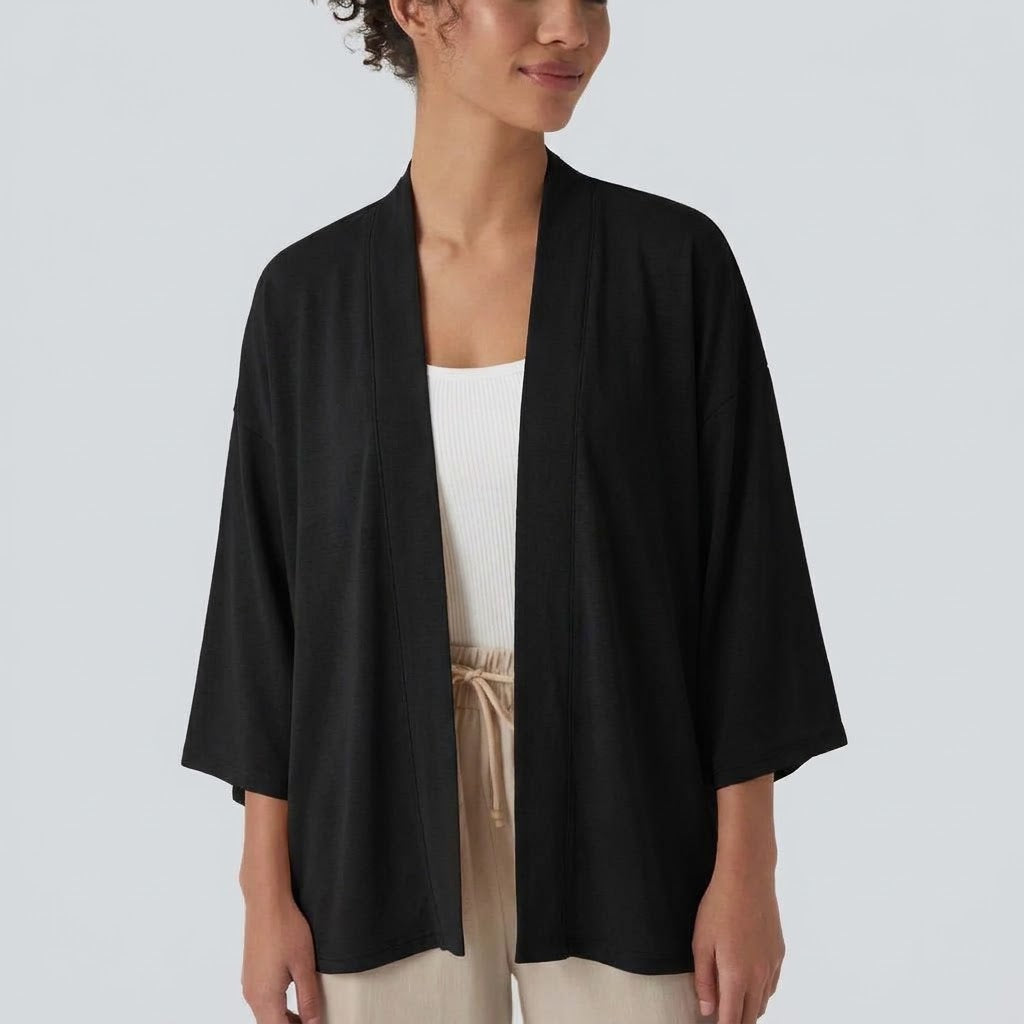 Öppen front 3/4 ärm vardaglig cardigan