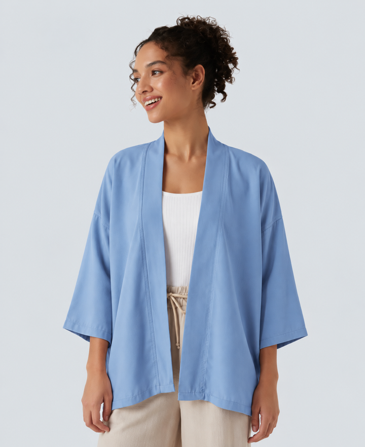 Öppen front 3/4 ärm vardaglig cardigan