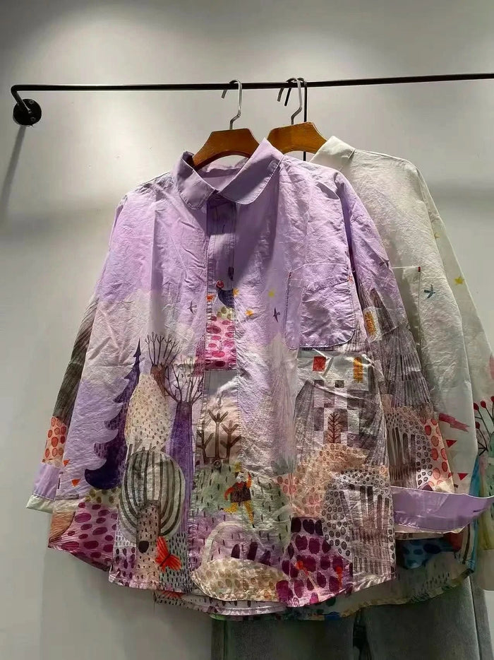 LORENA ROLIGT MÖNSTERAD OVERSIZED SKJORTA