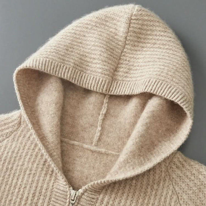 SORRENTO CASHMERE HOODIE MED DRAGKEDJA