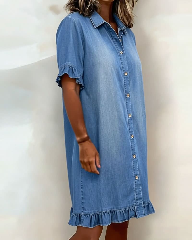 ROSAMERE SMICKRANDIG JEANSKLÄNNING