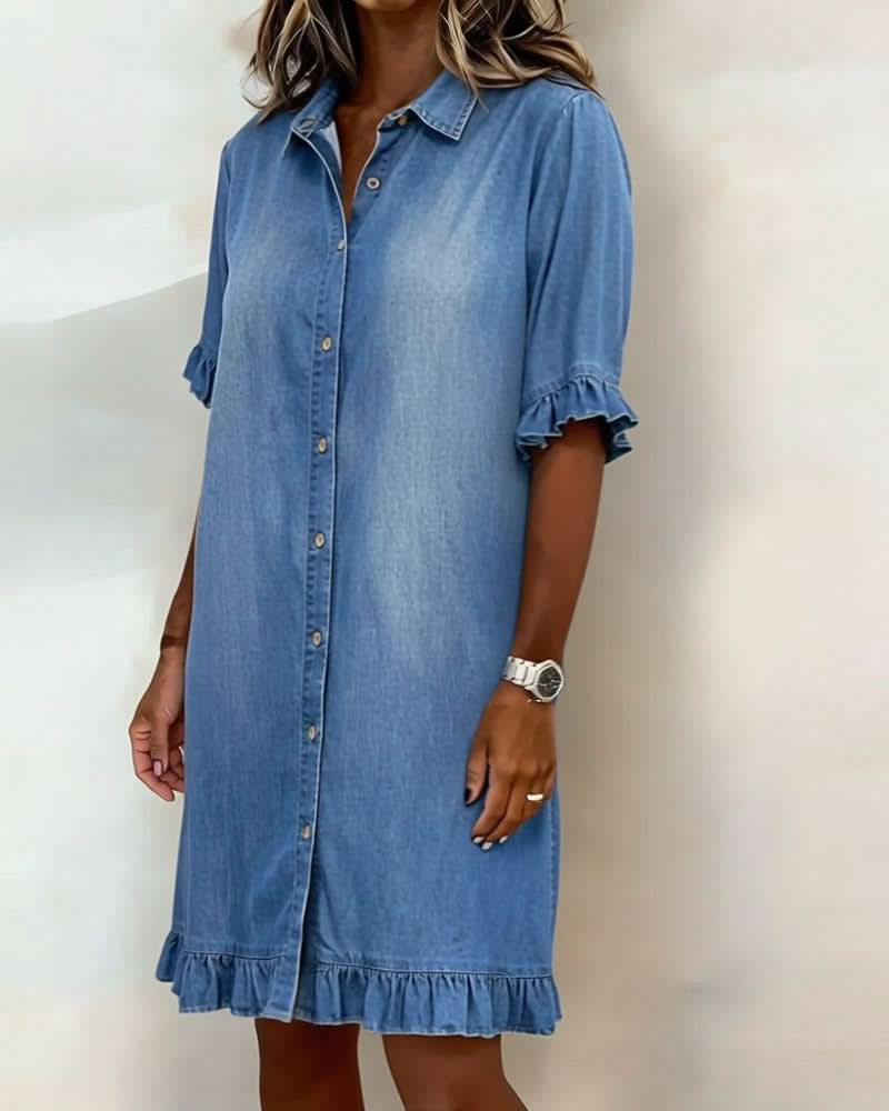 ROSAMERE SMICKRANDIG JEANSKLÄNNING