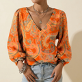 SOLARA PAISLEY V-RINGAD BLUS