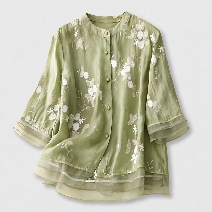EMILY BOMULLSTOPPA MED BRODERADE BLOMMOR