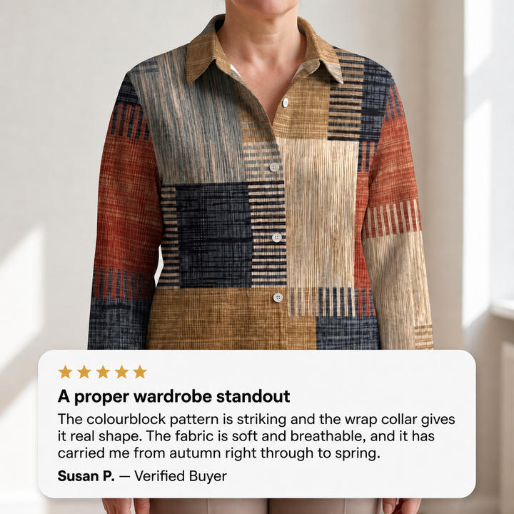 RETRO BLUS MED FÄRGBLOCKER
